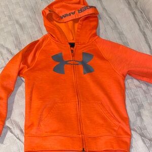 Under Armour Kids Orange Hoodie with Gray Logo Zip-Up